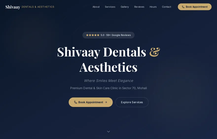 Shivaay Dental clinic website built by Webgrove — Dental clinic · Mohali
